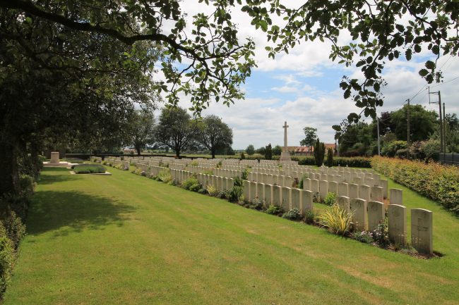 The British War Cemetery at Escquelbecq, where certain known victims of the Wormhoudt Massacre – and some known only ‘Unto God’ – are at rest.