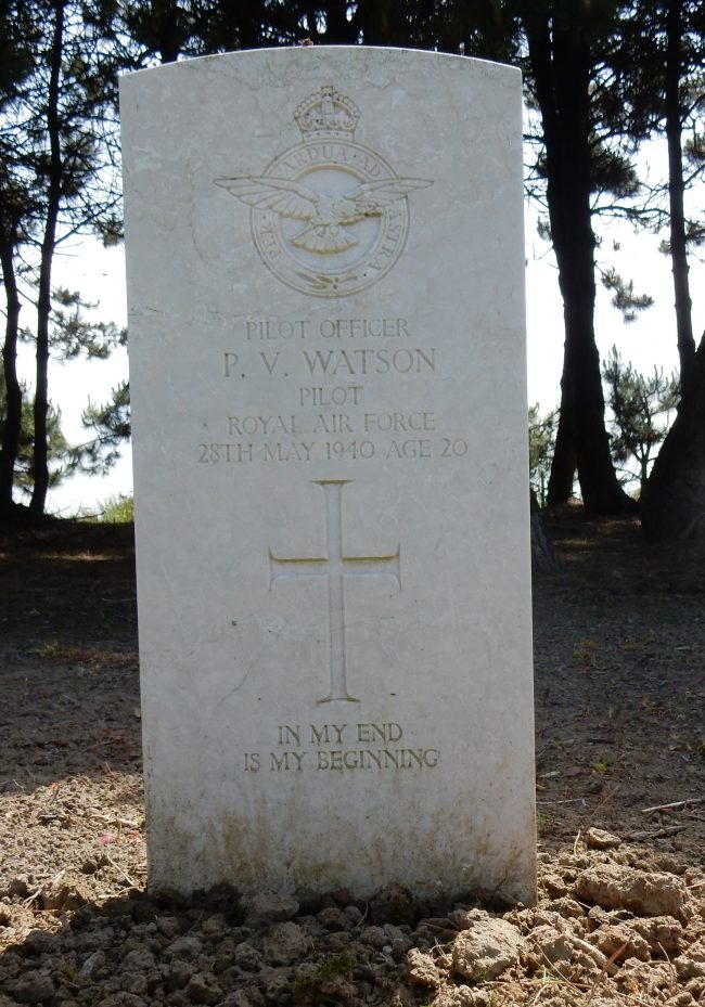 Sadly, Pilot Officer Watson became 19 Squadron’s first combat casualty of the Second World War when shot down over Dunkirk on 26 May 1940. Today, his grave can be found at Calais Canadian Cemetery. 