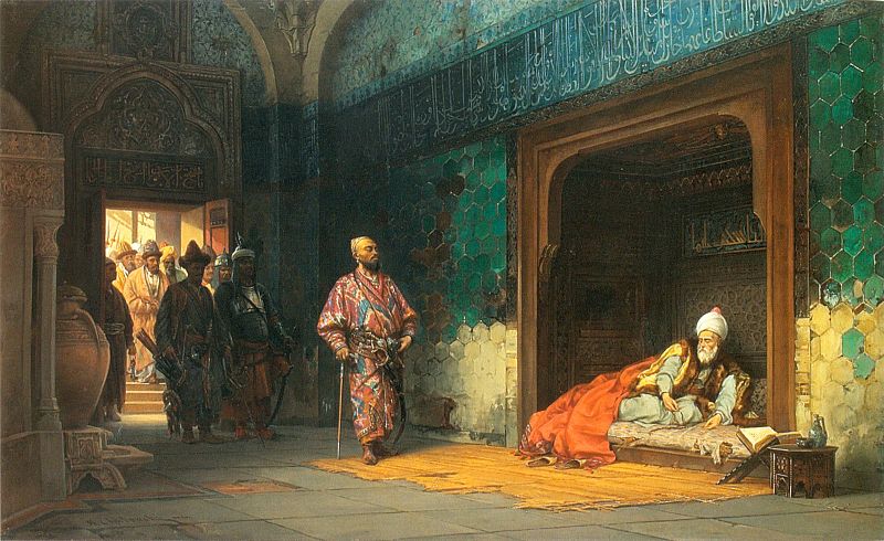Bayezid sendo mantido cativo por Timur (Stanisław Chlebowski, 1878).