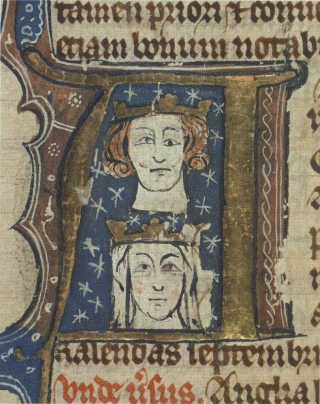 A 14th century manuscript depicting Edward I and his wife Eleanor. 