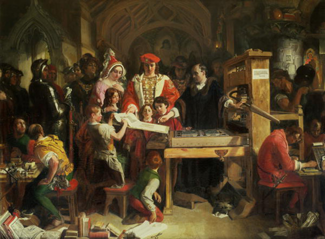 Caxton Showing the First Specimen of His Printing to King Edward IV at the Almonry, Westminster: 