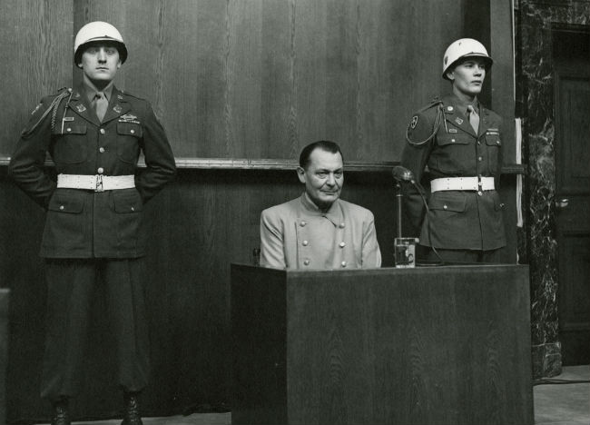 Hermann Göring on trial at Nuremberg.