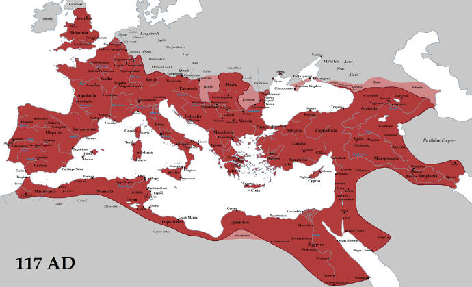Map of the Roman Empire under Trajan.