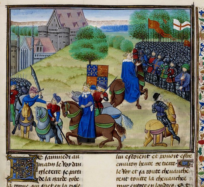 The death of Wat Tyler as depicted in 1483 by Jean Frossar.