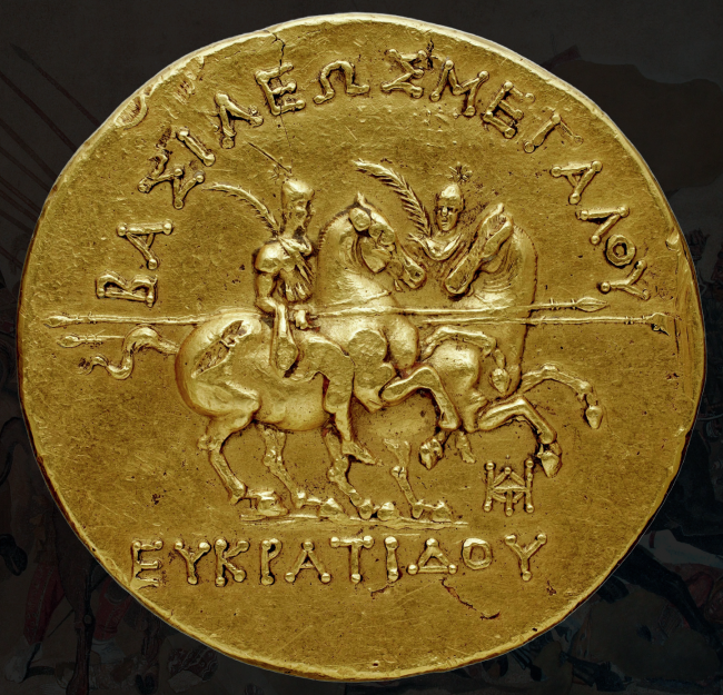 Bactrian royal cavalry, depicted on Eucratides' famous gold stater