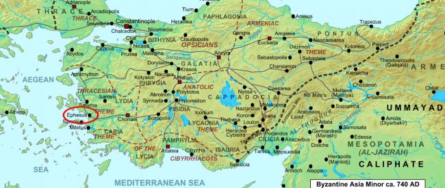 Asia Minor map. Ephesus. 