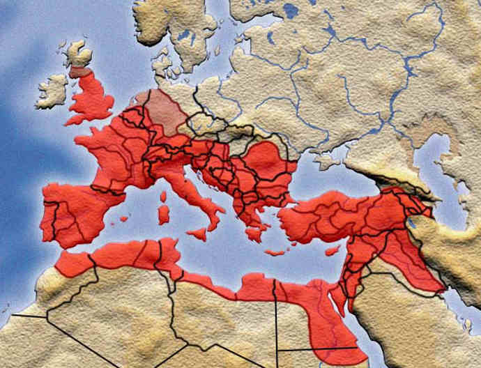 Roman Empire over modern boundaries 