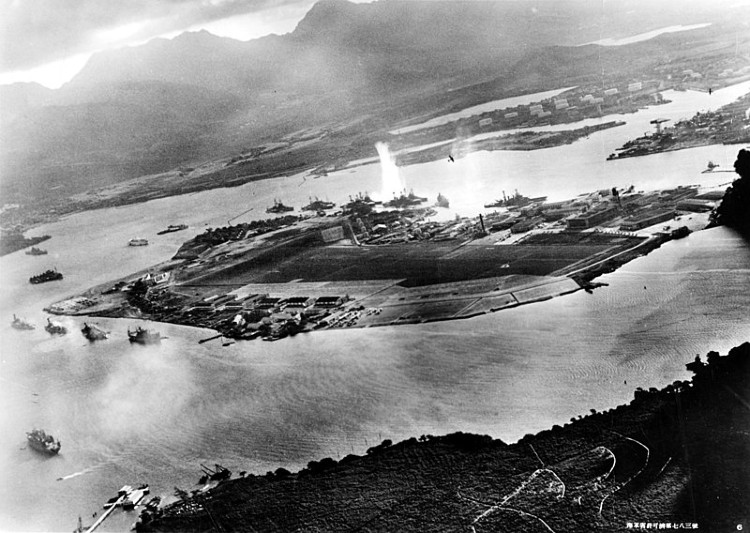 Attack on Pearl Harbor- Japanese planes view