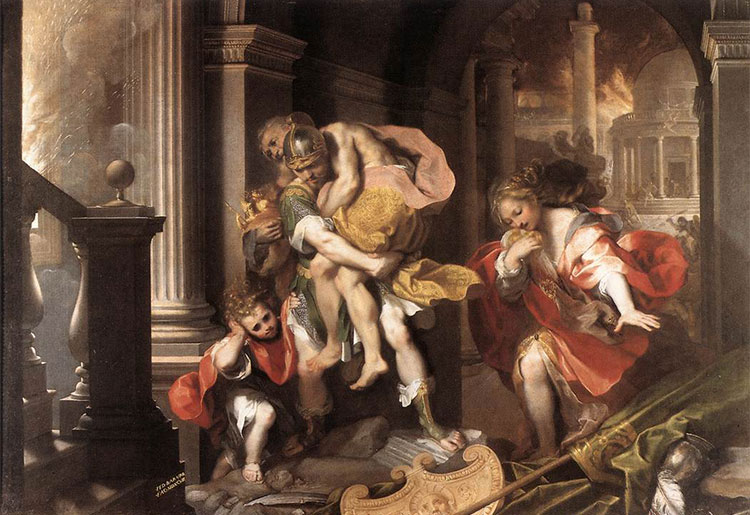 'Eneas Foge de Troia Ardente' (1598) por Federico Barocci
