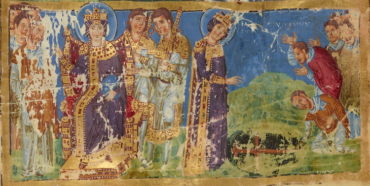 Uma representação bizantina do século IX de Santa Helena e a Verdadeira Cruz.