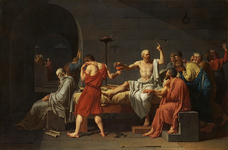 A Morte de Sócrates (1787), por Jacques-Louis David.