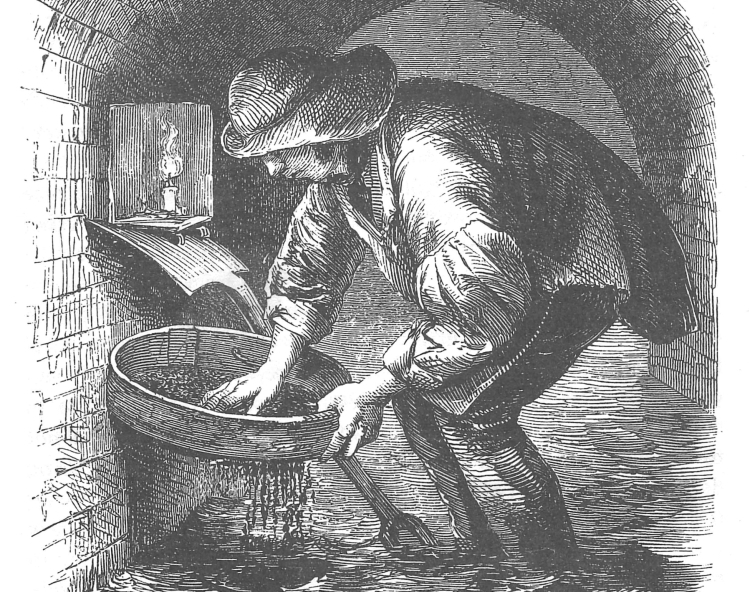 A Tosher, or Sewer Hunter, sifts for valuables in a sewer