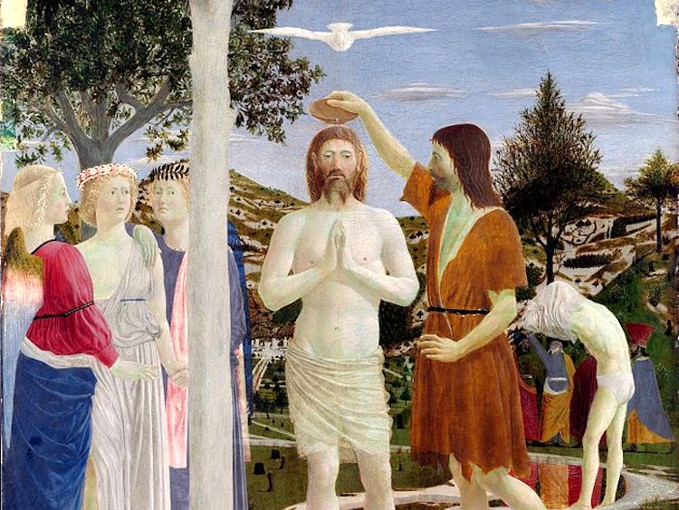 Piero della Francesca: O Batismo de Cristo. c. 1450.