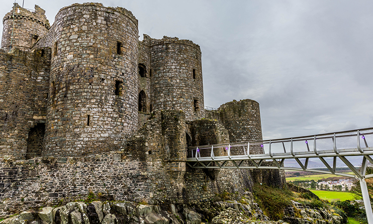 A view of the outside of the gatehouse at Harlech Castle