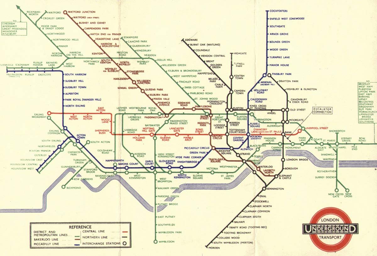 London Underground Original Tube Map Northern Line Diagram Art 